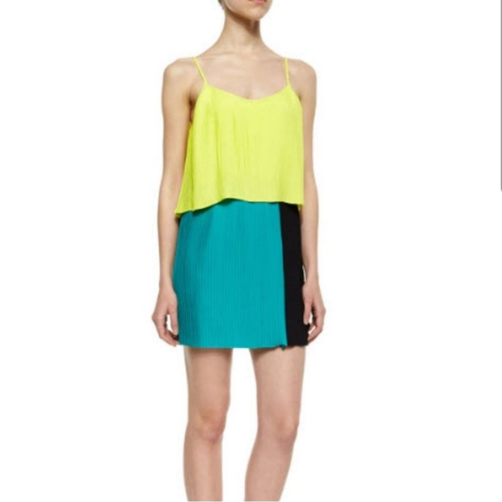 Parker Jett Tiered Colorblock Mini Dress in Sunbeam